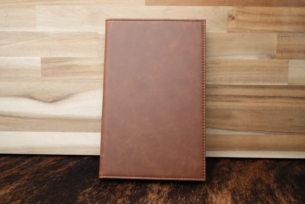 Walnut leatherette refillable notebook journal